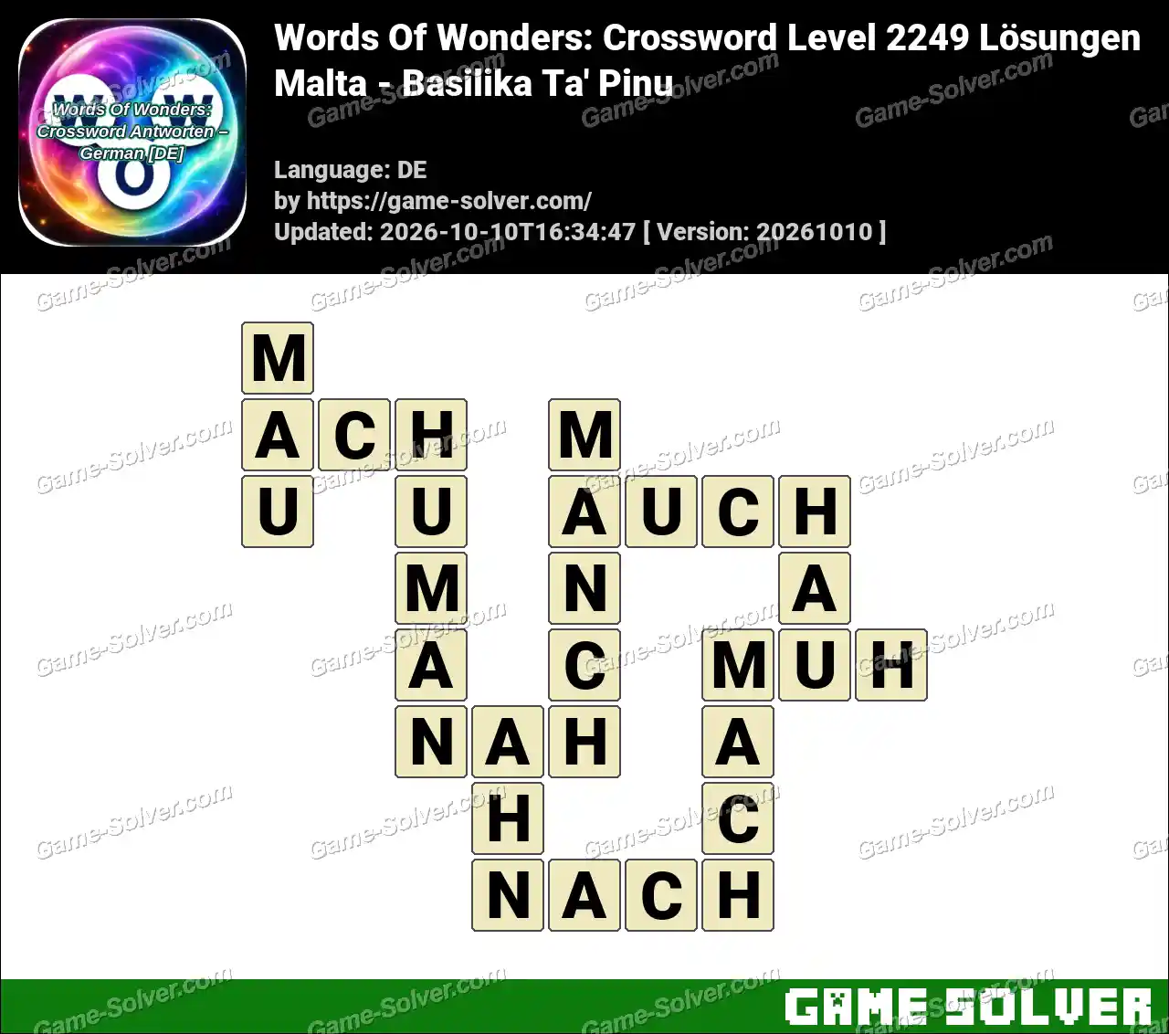 Words Of Wonders: Crossword Level 2249 Lösungen – Malta – Basilika Ta’ Pinu